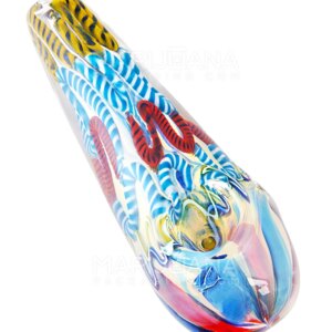 Swirl & Fumed Spoon Hand Pipe w/ Ribboning | 4.5in Long | Glass
