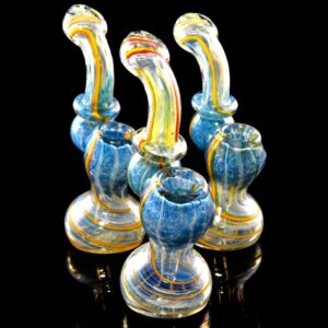 Color Changing Frit Swirl Striped Sherlock Glass Bubbler