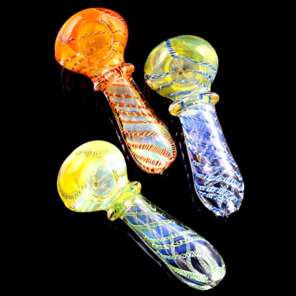 Color Changing Spiral Striped Ring Glass Pipe | 4"