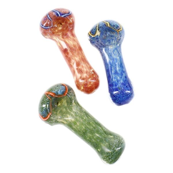 Striped Frit Glass Pipe | 3" | Various Colors