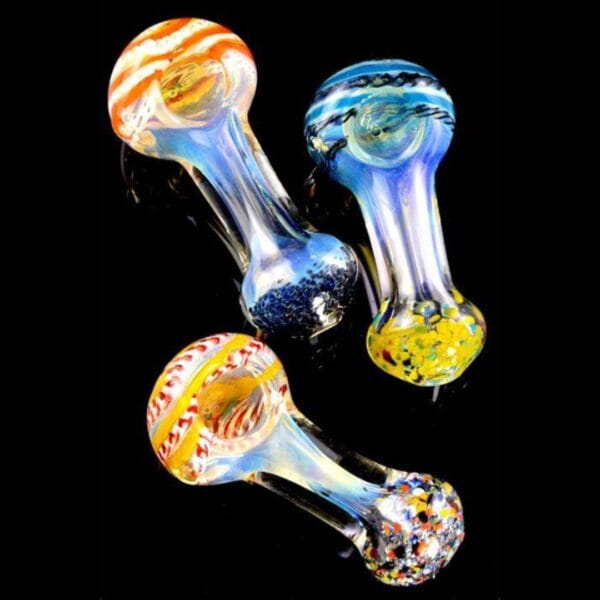 Thick Multicolor Striped Frit Color Chang Glass Pipe | 4"