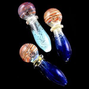 Color Changing Frit Striped Glass Pipe | Various Colors