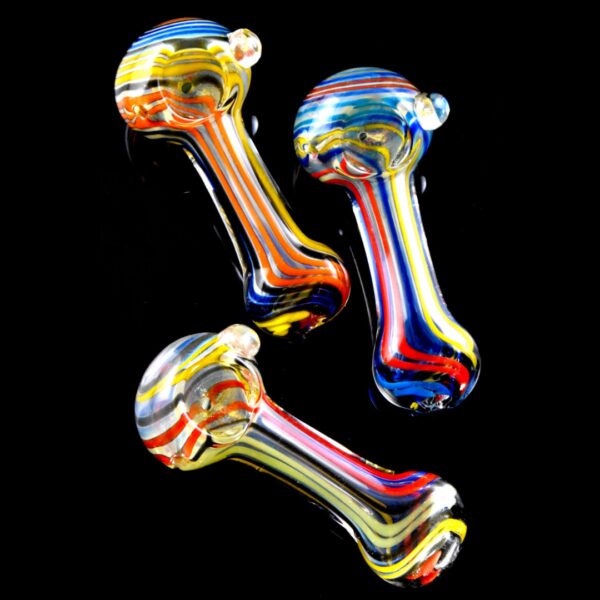 3.5" Multicolor Swirl Striped Glass Pipe