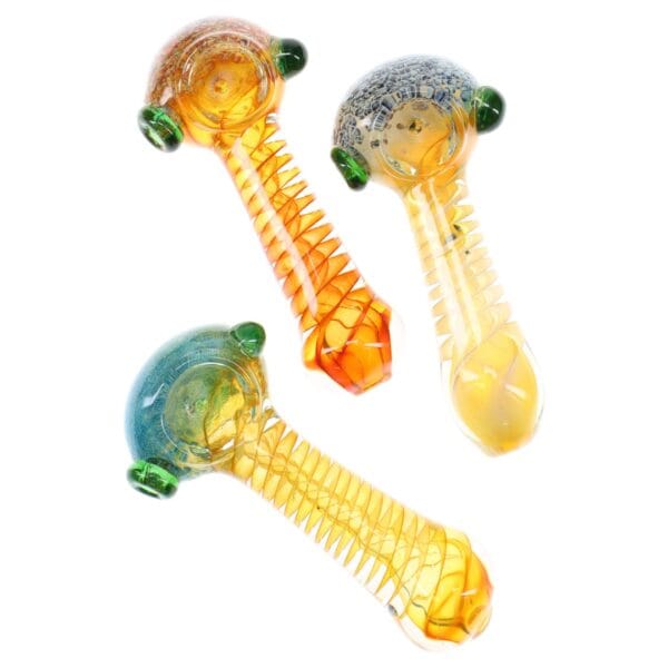 Color Changing Spiral Frit Glass Pipe | 4"