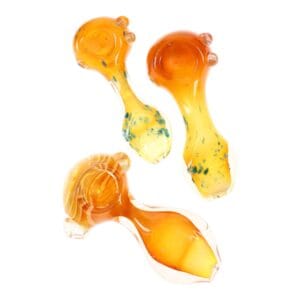 Gold Fumed Frit Glass Pipe | 4"