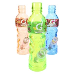 Colorful Glass Decal Bottle Water Pipe | Various Colors | 9.5"