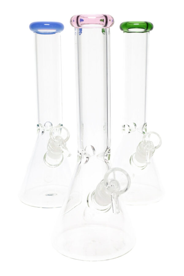 Colored Rim Beaker Water Pipe 10" | Glass