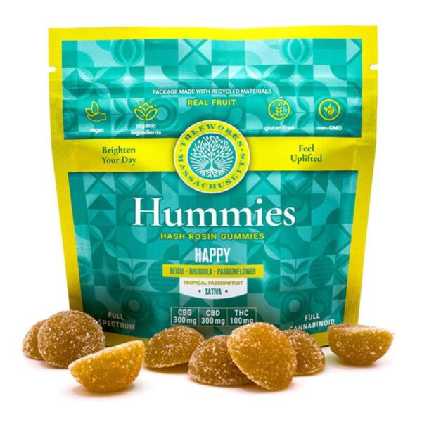 Happy Tropical Passionfruit 3:3:1 CBG:CBD:THC SATIVA | Hash Rosin Gummies | 100mg