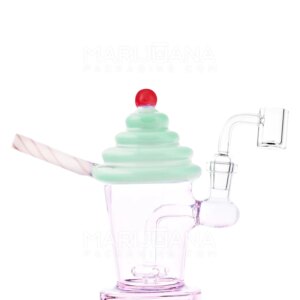 Ice Cream Shake Glass Mini Water Pipe | 6in Tall | 14mm Bowl | Green