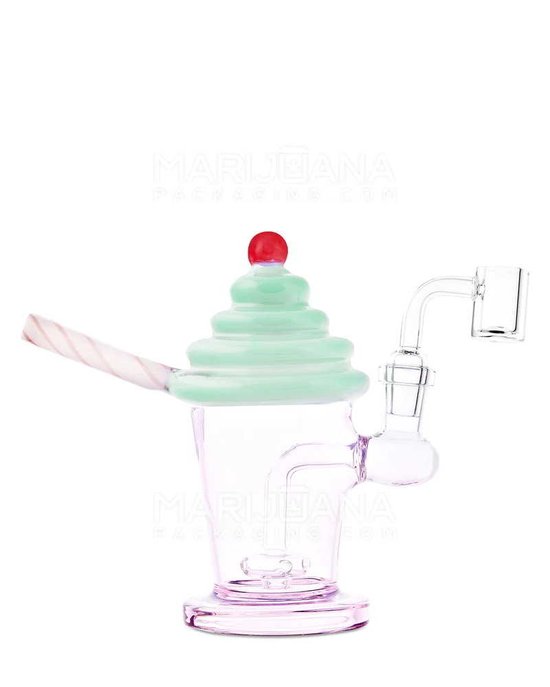 ice cream shake glass mini water pipe | 6in tall | 14mm bowl | green | comm ave canna Ice Cream Shake Glass Mini Water Pipe | 6in Tall | 14mm Bowl | Green