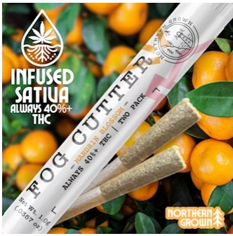 Northern Grown | Mandarin Blossom | Fog Cutter Infused Pre-Rolls 2pk | 1g