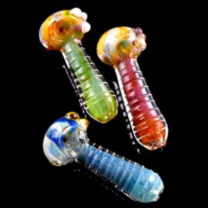 Ridged Color Changing Frit Glass Pipe