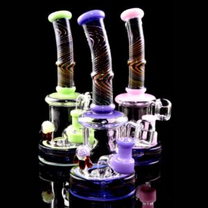 Small Color Changing Swirl Neon | Stemless Dab Rig | Showerhead Perc