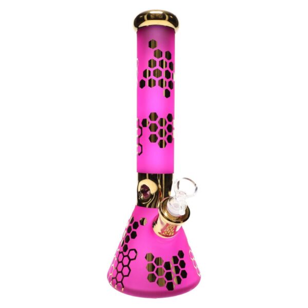 Purple Metallic Honeycomb Beaker Water Pipe 14"