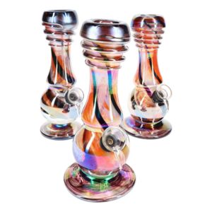 7.5" Metallic Striped Soft Glass Water Pipe