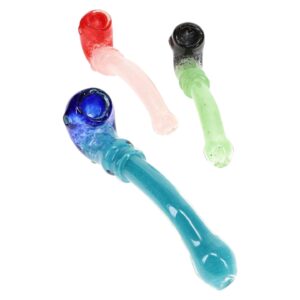 6" Striated Two Tone Bubbly Long Stem Glass Hand Pipe