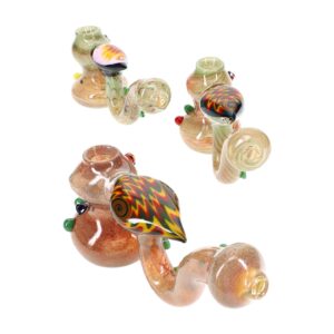 8" Unique Silver Fumed Raked Reverse Glass Hammer Bubbler